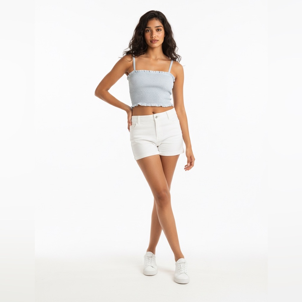 Sunday Best Smocked Light Blue Crop Top Size Small